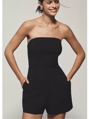 Hutch Black Strapless Romper with Pockets